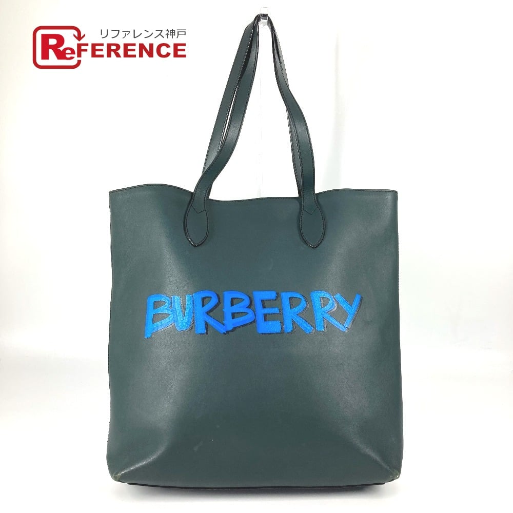 Burberry BURBERRY 4077155 logo Tote Bag Shoulder Tote Shoulder Bag Leather khaki/blue