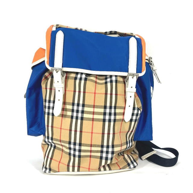 Burberry BURBERRY 4078448 Bag check Backpack Leather/Canvas Beige/Orange x blue - view 2