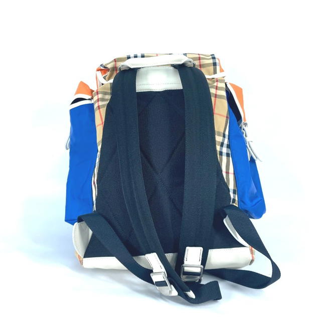 Burberry BURBERRY 4078448 Bag check Backpack Leather/Canvas Beige/Orange x blue - view 3