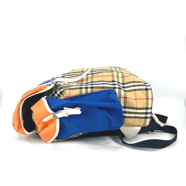 Burberry BURBERRY 4078448 Bag check Backpack Leather/Canvas Beige/Orange x blue - view 4