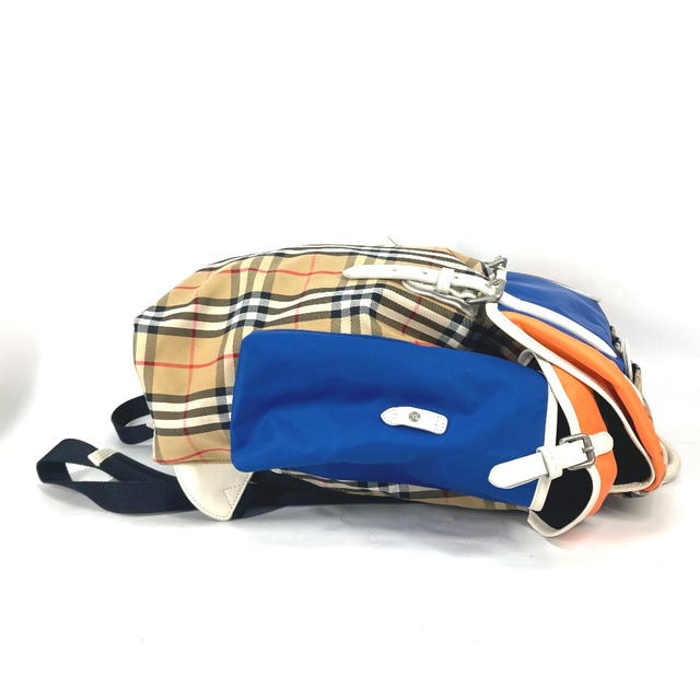 Burberry BURBERRY 4078448 Bag check Backpack Leather/Canvas Beige/Orange x blue - view 5