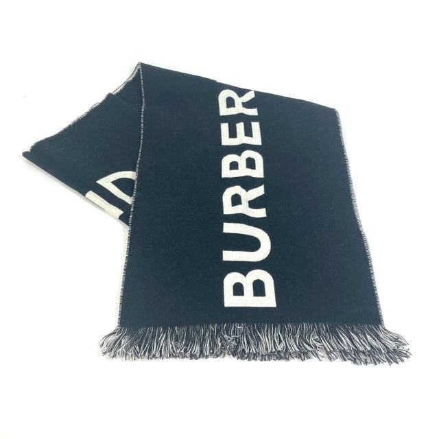 Burberry BURBERRY 80085081 bicolor fringe Scarf logo Scarf wool Black x White - view 1