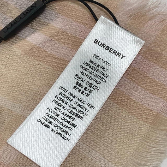 Burberry BURBERRY 8011095 check logo Stole/Shawl fringe Scarf Cashmere Pink/Beige - view 4