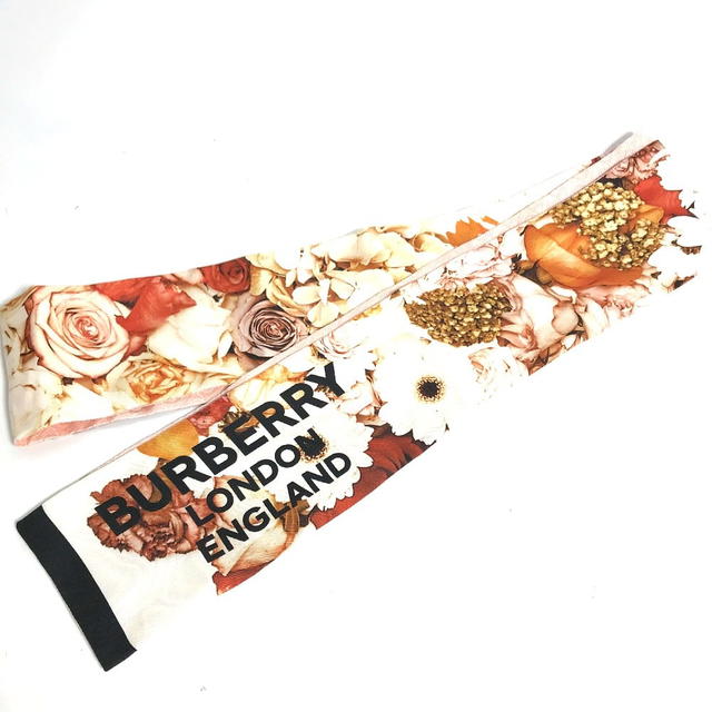 Burberry BURBERRY 8021938 Floral Print Silk Skinny Scarf BandeauScarf Scarf silk pink - view 2