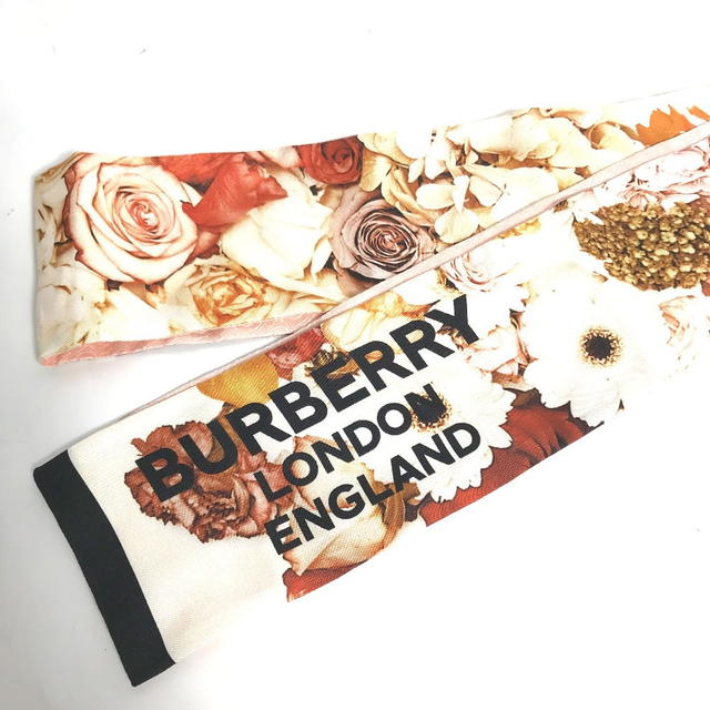 Burberry BURBERRY 8021938 Floral Print Silk Skinny Scarf BandeauScarf Scarf silk pink - view 3