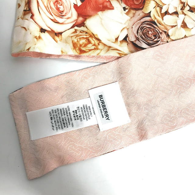 Burberry BURBERRY 8021938 Floral Print Silk Skinny Scarf BandeauScarf Scarf silk pink - view 5