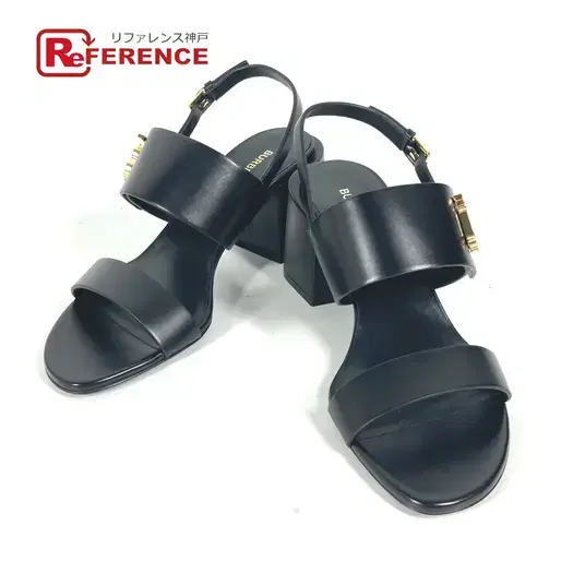 Buy BURBERRY 8069452 heel shoes TB logo shoes Sandals Leather Black Unused at Sasom – Authentic and Ready to Ship