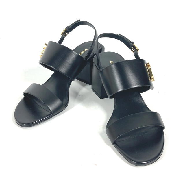 Burberry BURBERRY 8069452 heel shoes TB logo shoes Sandals Leather Black Unused - view 2
