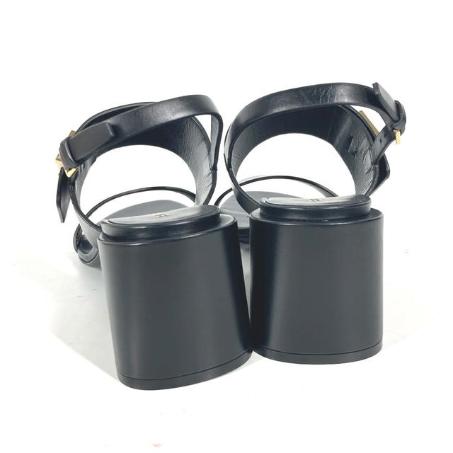 Burberry BURBERRY 8069452 heel shoes TB logo shoes Sandals Leather Black Unused - view 4