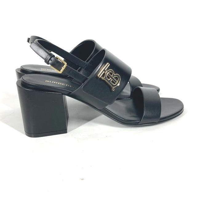 Burberry BURBERRY 8069452 heel shoes TB logo shoes Sandals Leather Black Unused - view 5