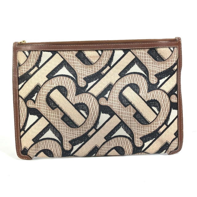 Burberry BURBERRY bag TB whole pattern fastener zip Clutch bag PVC/Leather Brown - view 2