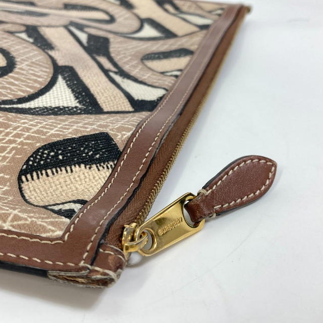 Burberry BURBERRY bag TB whole pattern fastener zip Clutch bag PVC/Leather Brown - view 3