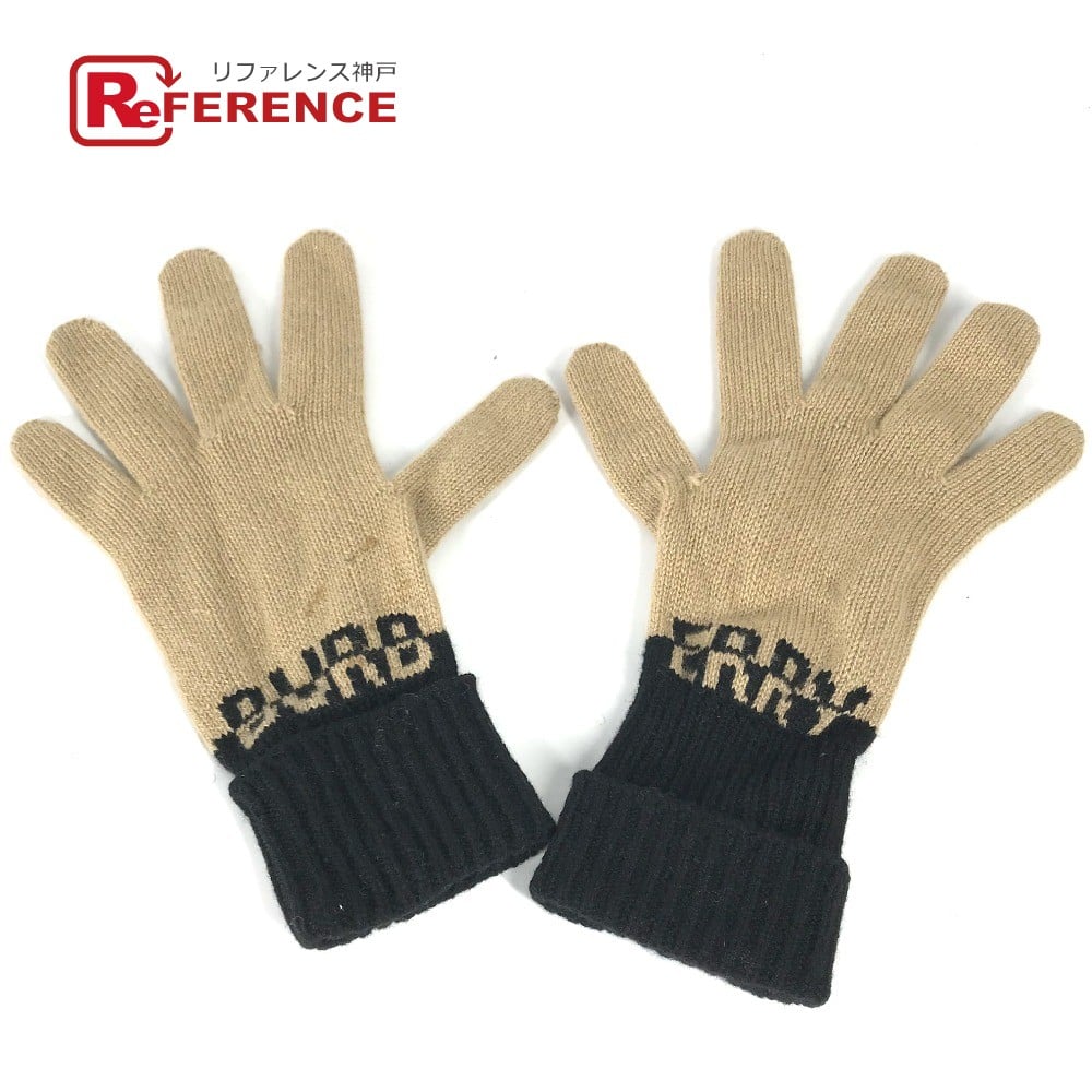 Burberry BURBERRY Bicolor logo Glove gloves wool Beige/Black