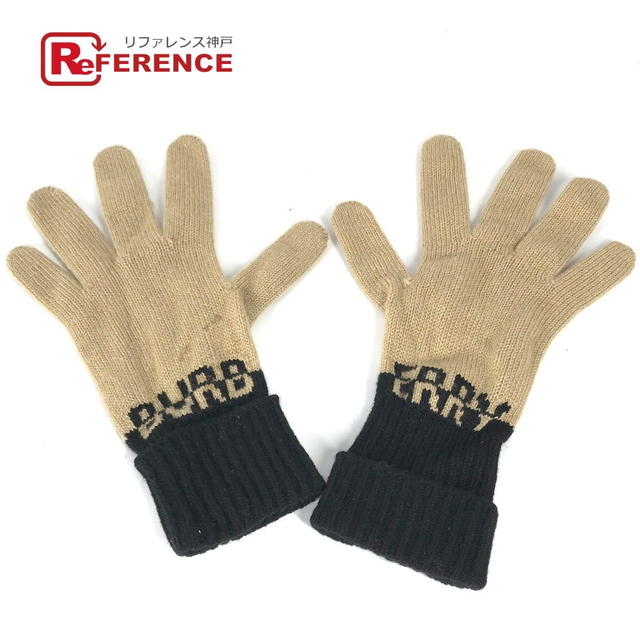 Burberry BURBERRY Bicolor logo Glove gloves wool Beige/Black - view 1
