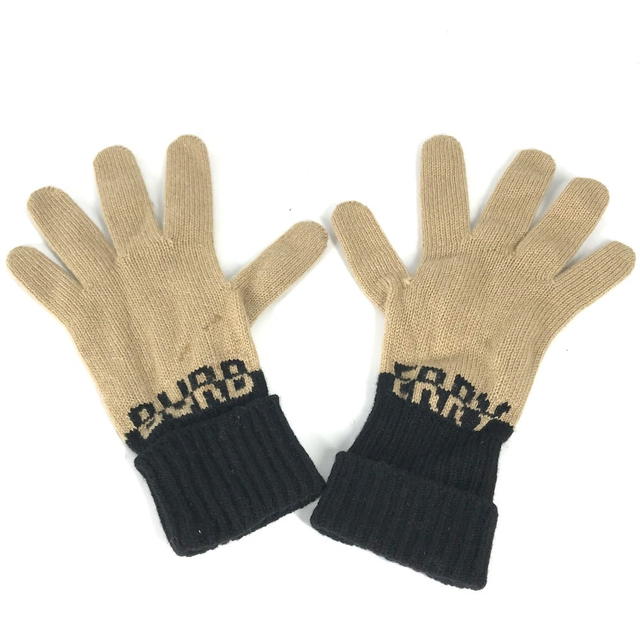 Burberry BURBERRY Bicolor logo Glove gloves wool Beige/Black - view 2