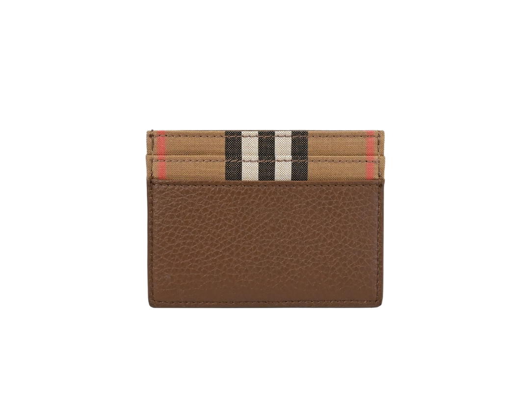 Burberry Burberry Business Card Holder In Cowhide Leather Canvas Brown