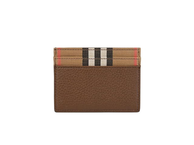 Burberry Burberry Business Card Holder In Cowhide Leather Canvas Brown - view 1