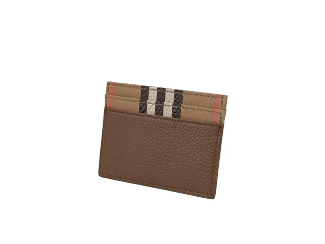 Burberry Burberry Business Card Holder In Cowhide Leather Canvas Brown - view 2