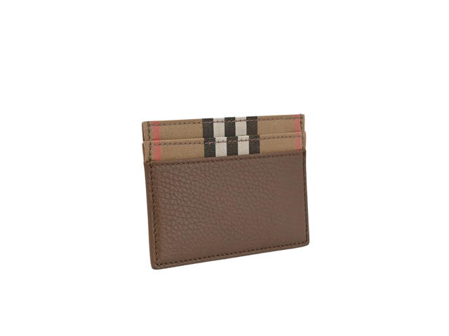 Burberry Burberry Business Card Holder In Cowhide Leather Canvas Brown - view 3