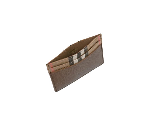 Burberry Burberry Business Card Holder In Cowhide Leather Canvas Brown - view 4