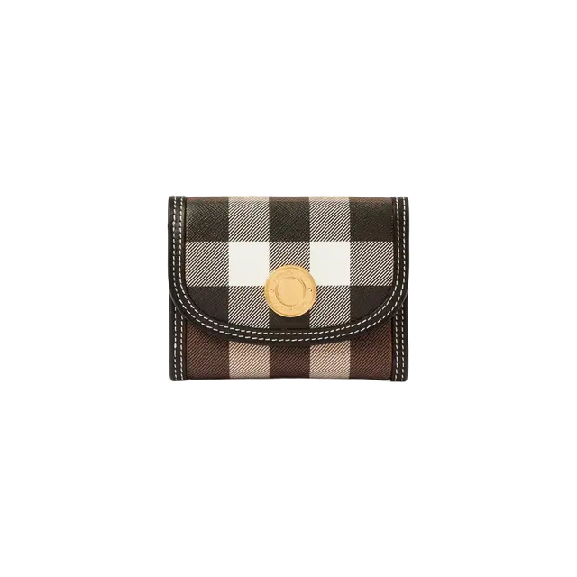 Burberry Burberry Check  and Leather Small Folding Wallet Dark Birch Brown - view 1