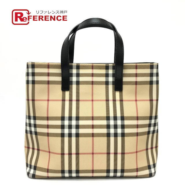 Burberry BURBERRY check Bag Tote Bag Hand Bag PVC/Leather Beige/Red/Black - view 1