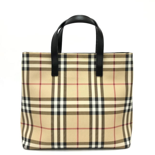 Burberry BURBERRY check Bag Tote Bag Hand Bag PVC/Leather Beige/Red/Black - view 2