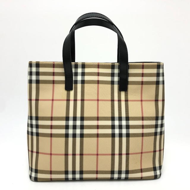 Burberry BURBERRY check Bag Tote Bag Hand Bag PVC/Leather Beige/Red/Black - view 3