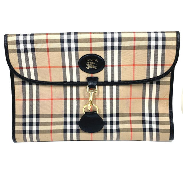 Burberry BURBERRY Check Document Pouch Clutch bag Canvas/Leather Beige - view 1