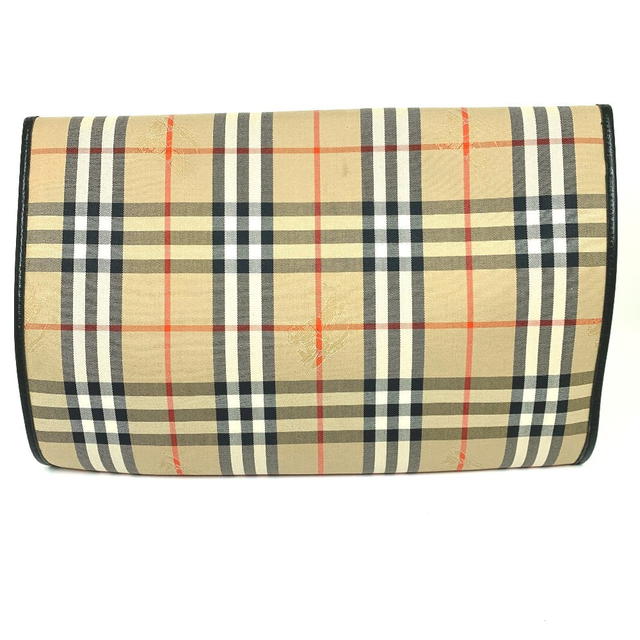 Burberry BURBERRY Check Document Pouch Clutch bag Canvas/Leather Beige - view 2