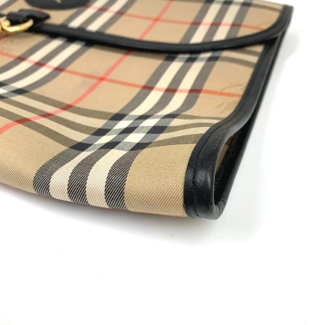 Burberry BURBERRY Check Document Pouch Clutch bag Canvas/Leather Beige - view 3