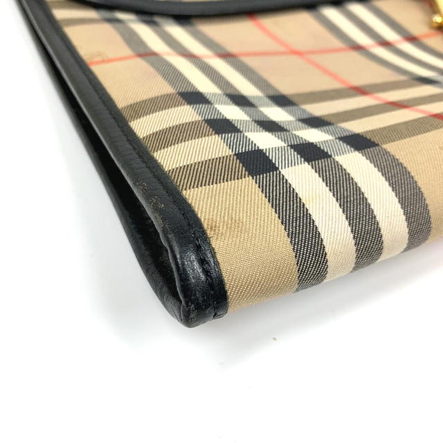 Burberry BURBERRY Check Document Pouch Clutch bag Canvas/Leather Beige - view 4