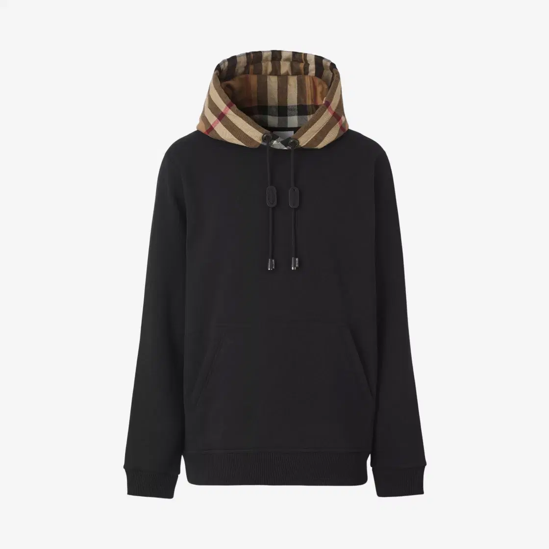Burberry Burberry Check Hood Cotton Blend Hoodie Black