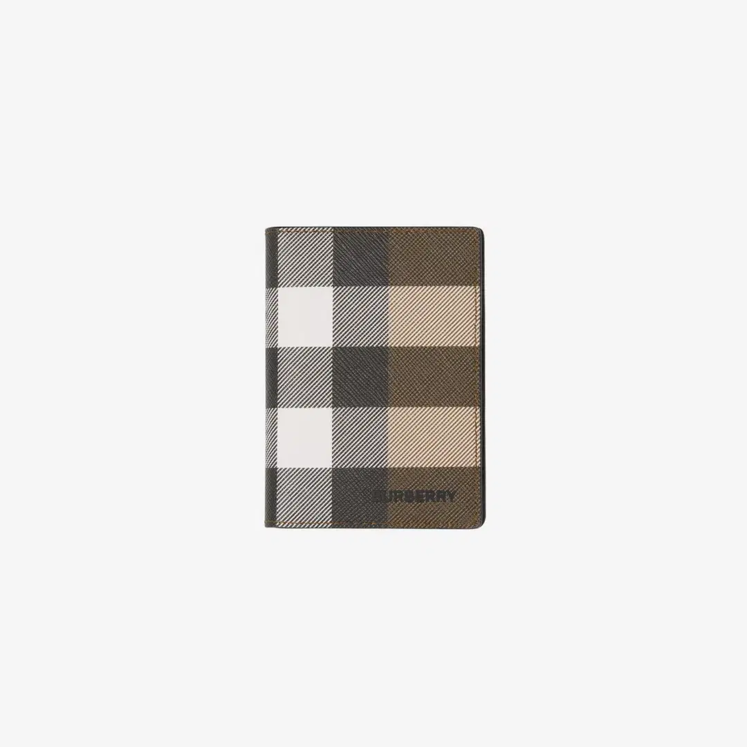 Burberry Burberry Check Leather Folding Card Case Dark Birch Brown
