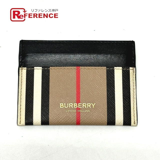 Burberry BURBERRY Check logo Business Card Holder Pass Case Card Case Leather Beige/Black - view 1