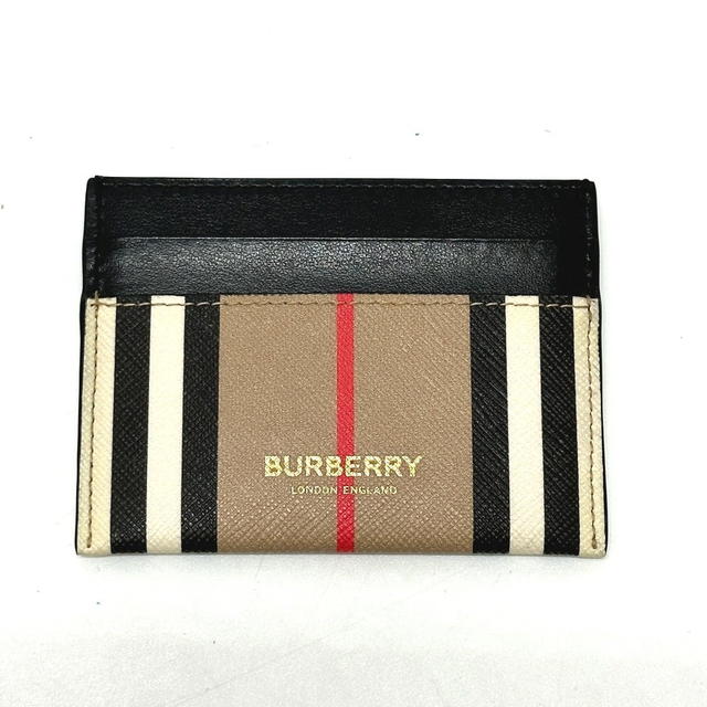 Burberry BURBERRY Check logo Business Card Holder Pass Case Card Case Leather Beige/Black - view 2