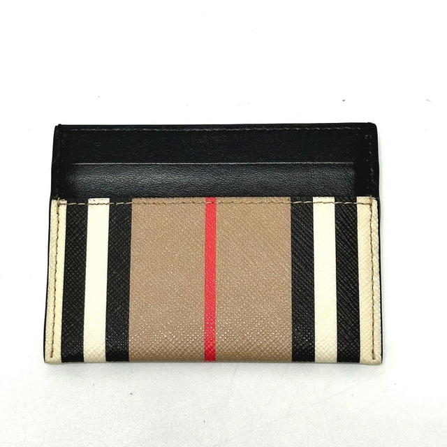 Burberry BURBERRY Check logo Business Card Holder Pass Case Card Case Leather Beige/Black - view 3