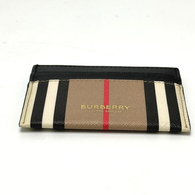 Burberry BURBERRY Check logo Business Card Holder Pass Case Card Case Leather Beige/Black - view 4