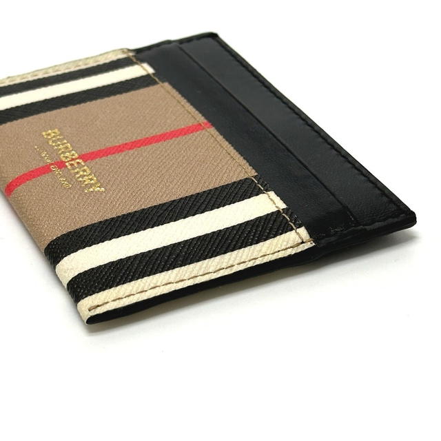 Burberry BURBERRY Check logo Business Card Holder Pass Case Card Case Leather Beige/Black - view 5