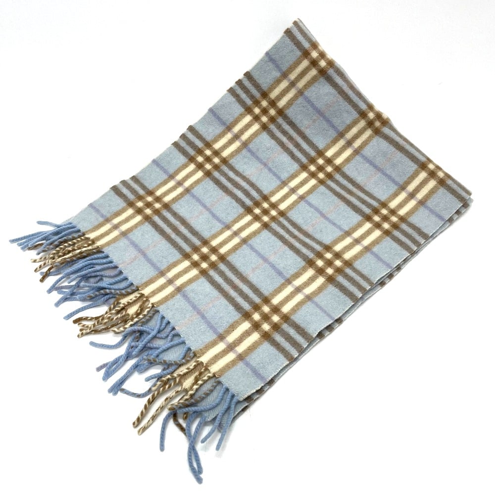 Burberry BURBERRY check New tag/fringe Fashion Accessories Scarf Wool / Cashmere blue
