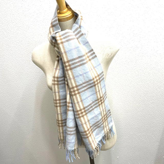 Burberry BURBERRY check New tag/fringe Fashion Accessories Scarf Wool / Cashmere blue - view 2
