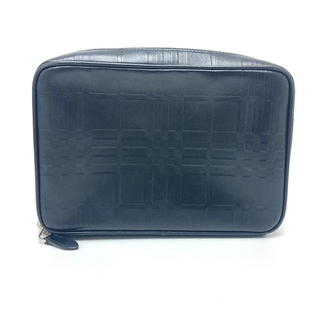 Burberry BURBERRY Check pattern Embossed Clutch Bag Pouch Black/SilverHardware - view 2
