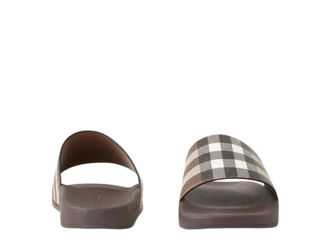 Burberry Burberry Check Print Slides Dark Birch Brown - view 3