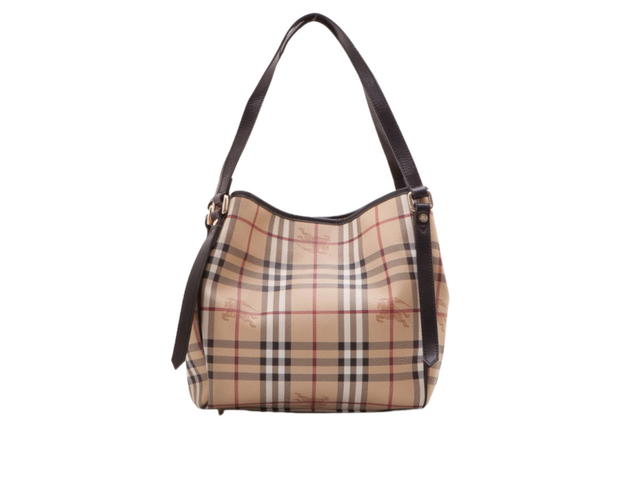 Burberry Burberry Chocolate Haymarket Check PVC Tote Bag Beige Brown - view 1