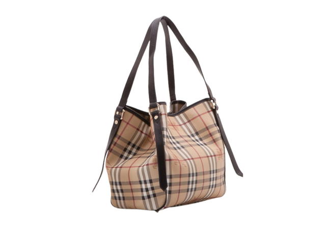 Burberry Burberry Chocolate Haymarket Check PVC Tote Bag Beige Brown - view 2