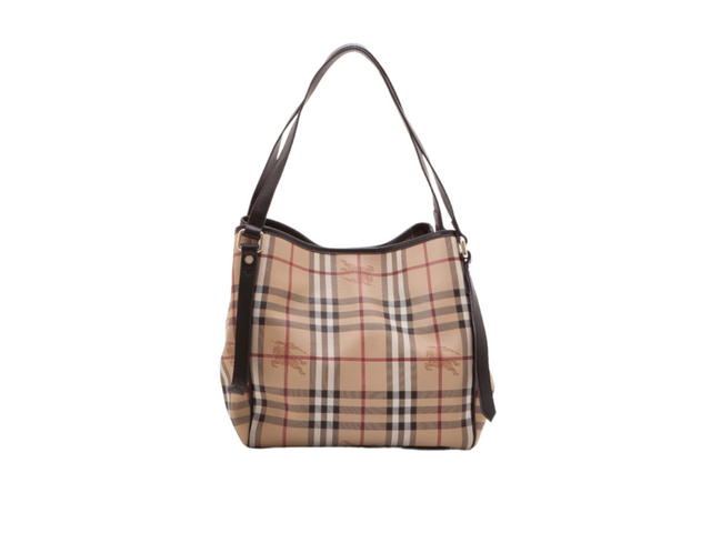 Burberry Burberry Chocolate Haymarket Check PVC Tote Bag Beige Brown - view 3