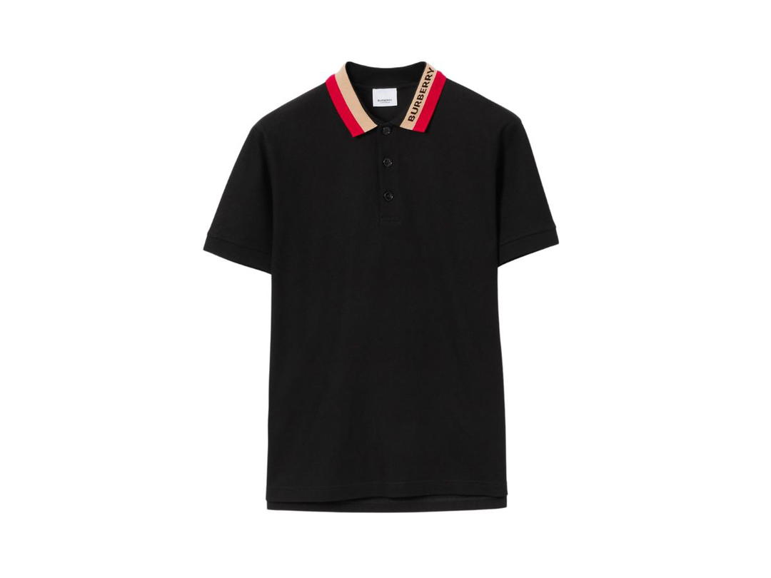 Burberry Burberry Cotton Polo Shirt With Lettering Logo At Collar Black