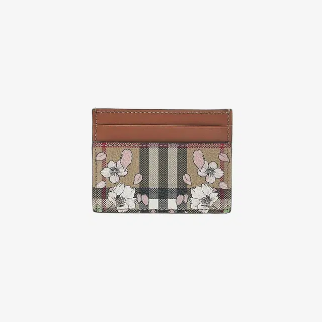 Burberry Burberry Floral Check Print Leather Card Case Archive Beige - view 1