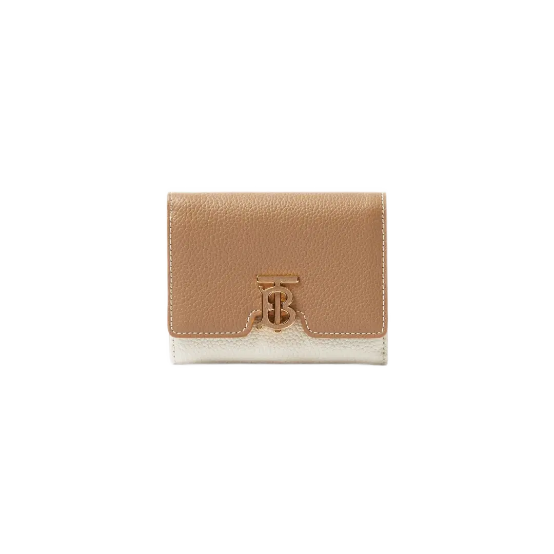 Burberry Burberry Grainy Leather TB Compact Wallet Camel Archive Beige Warm Tan