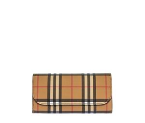 Burberry Halton Vintage Wallet In Check Leather Beige